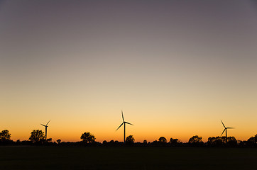 Image showing Windmill silhouettes