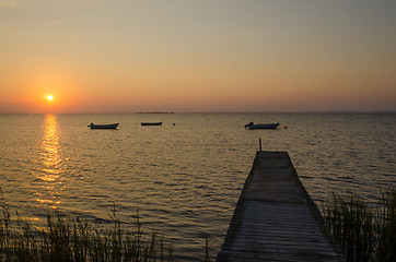 Image showing Old jetty at sunset