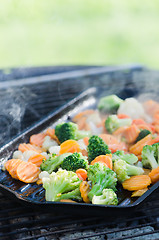Image showing Vegetables fried on coals, close up