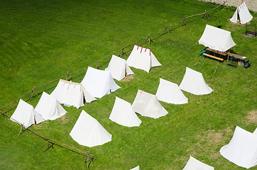 Image showing camp on the green lawn