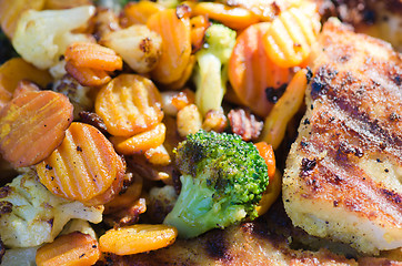 Image showing Vegetables fried on coals, close up