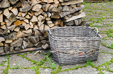 Image showing basket of firewood, close-up  