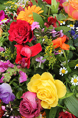 Image showing Flower arrangement in bright colors