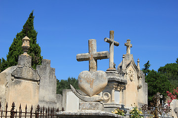 Image showing Grave ornaments at an old French cemetary