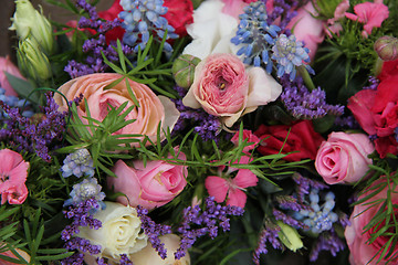 Image showing Wedding arrangement in blue and pink