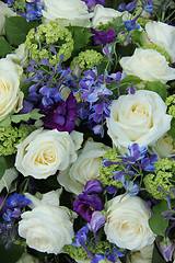 Image showing Wedding arrangement in white and blue