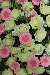 Image showing pink gerberas and white roses - wedding flowers