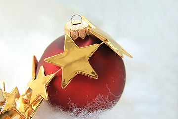 Image showing Christmas ornament and golden star