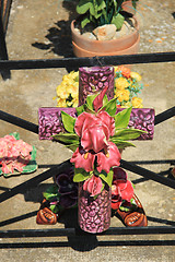 Image showing Ceramic grave flowers