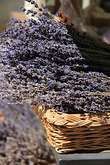 Image showing Lavender in a wicker basket