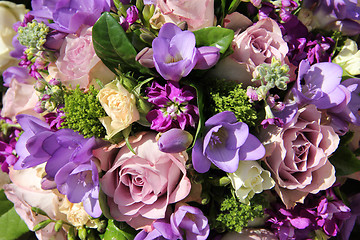 Image showing Bridal bouquet in various shades of purple