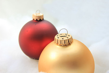 Image showing Christmas decorations in red and gold