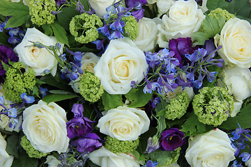 Image showing Wedding arrangement in white and blue