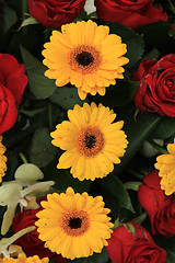 Image showing yellow and red flowers in a bridal arrangement