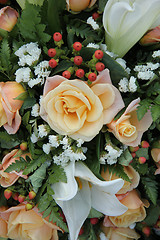 Image showing Roses and lillies in a bridal arrangement