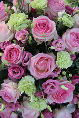 Image showing Roses and carnations in bridal bouquet