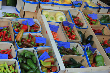 Image showing Peppers at a market