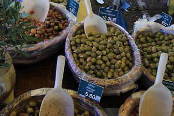 Image showing Olives at a french market