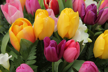 Image showing Mixed tulip bouquet