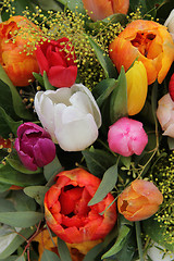 Image showing Mixed tulip arrangement