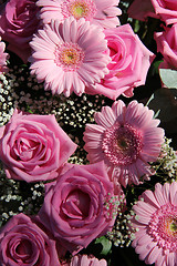 Image showing pink roses and gerberas