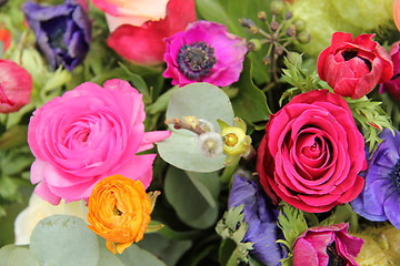 Image showing Wildflower arrangement in bright colors