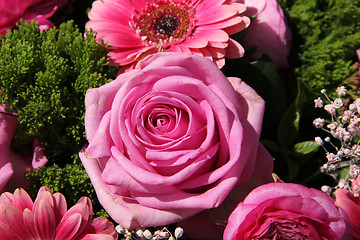 Image showing Pink rose in a bridal arrangement