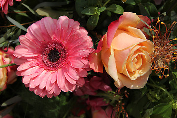 Image showing Wedding flowers in various shades of pink