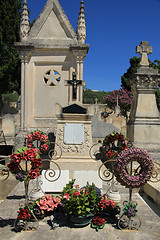 Image showing Grave ornaments at an old French cemetary