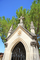 Image showing Tombstone with cross ornament at a French cemetery