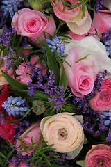 Image showing Wedding arrangement in blue and pink