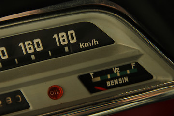 Image showing Detail of a vintage car dashboard