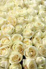 Image showing Group of white roses in floral wedding decorations