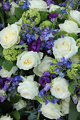 Image showing Wedding arrangement in white and blue