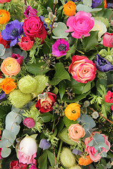 Image showing Wildflower arrangement in bright colors