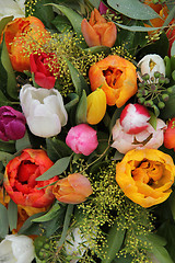 Image showing Mixed tulip arrangement