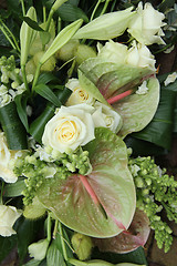 Image showing Green white floral arrangement