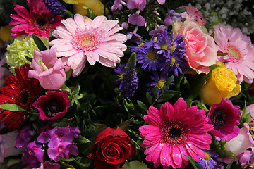 Image showing Mixed bouquet in pink, purple and red