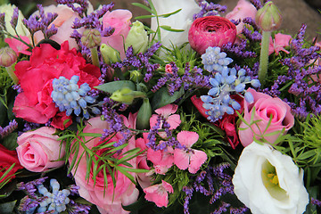 Image showing Wedding arrangement in blue and pink
