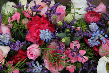 Image showing Wedding arrangement in blue and pink