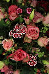 Image showing Mixed pink wedding arrangement