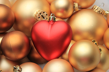 Image showing Red heart shaped christmas ornament