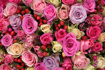 Image showing Bridal flower arrangement in pink