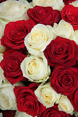 Image showing Wedding centerpiece in red and white