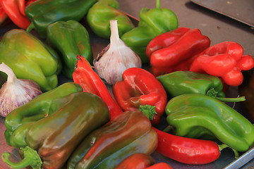 Image showing Peppers and garlic