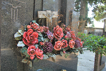 Image showing Ceramic grave flowers