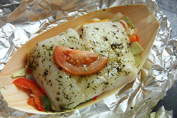 Image showing Fish fillet with tomato