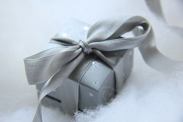 Image showing Silver Christmas gift