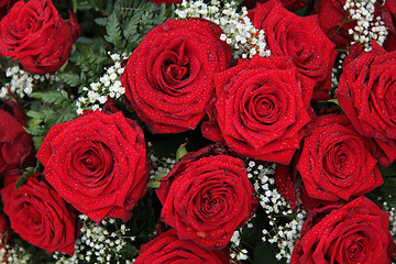 Image showing Red rose wedding arrangement