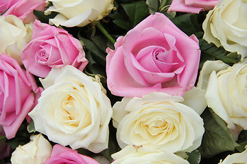 Image showing Bridal bouquet in pink and white